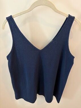 LOFT Navy V-Neck Cotton Blend Tank